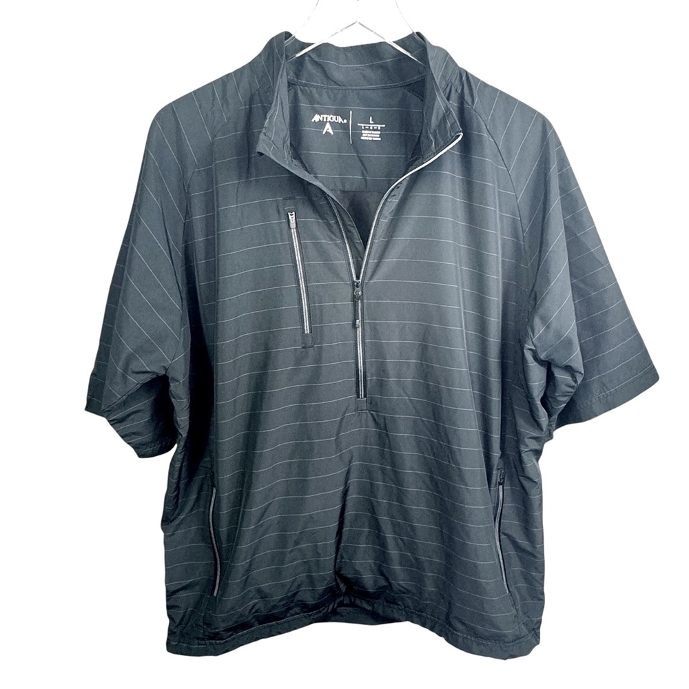 Antigua Golf Pullover Size L 1/4 Zip Rain Jacket Half Sleeve Gray